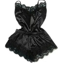 Conjunto de pijama de cetim de renda para mulheres pijamas com decote em v estiramento lingerie sexy cinta colete top shorts pijamas