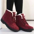 Botas femininas de pele quente botas mulher 2025 sapatos de inverno para mulher botas de neve de salto baixo botas de tornozelo inverno calçado preto feminino