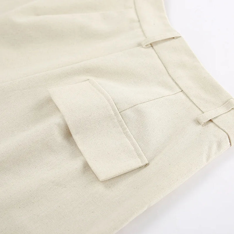 Retro Algodão Linho Treino Mulheres Two Piece Set Chic Button Vest Colete + Short Sets Ensemble Femme 2 Peças