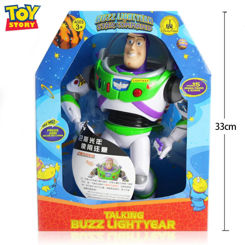 Disney toy story 4 buzz lightyear, som elétrico emissor de luz, asas de ejeção, figura móvel, boneca de deformação, presentes para meninos