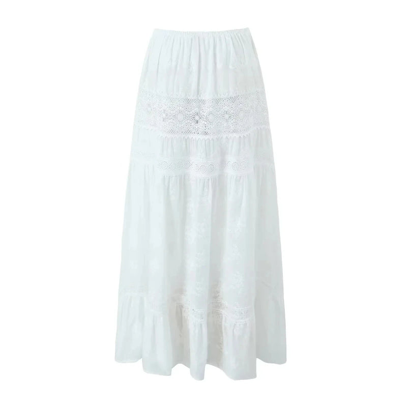 Conjunto de saia de renda vestido de verão feminino praia férias sexy algodão conjunto combinando roupas primavera branco 2 peças vestidos feminino conjunto 2025
