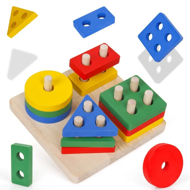 Brinquedo blocos de construção de madeira aprendizagem precoce brinquedos educativos cor forma jogo crianças puzzle brinquedos para crianças meninos meninas