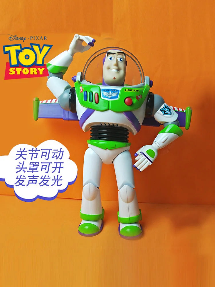 Disney toy story 4 buzz lightyear, som elétrico emissor de luz, asas de ejeção, figura móvel, boneca de deformação, presentes para meninos