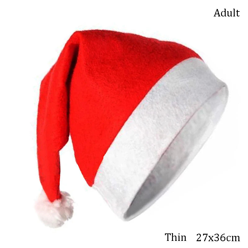 Chapéus de natal papai noel vermelho macio grosso chapéu de pelúcia para adultos crianças feliz natal decoração ornamento casa presentes de natal ano novo