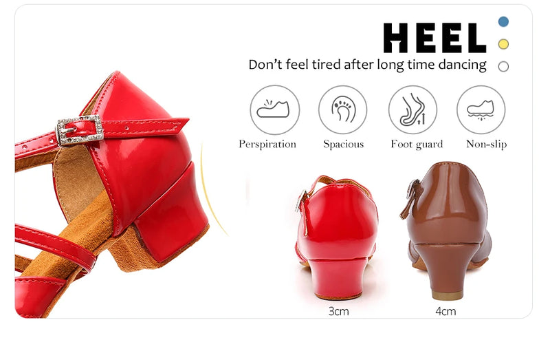 Sapatos de dança para meninas e mulheres, Sapatos latinos de salão, Modern Tango Dancing Performance Shoes, Sandálias Salsa, Salto 3,5 cm
