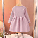 Vestido de princesa de pele sintética de malha para meninas, vestido de festa de férias de inverno, vestido vermelho festivo de Natal e ano novo, acabamento de veludo elegante