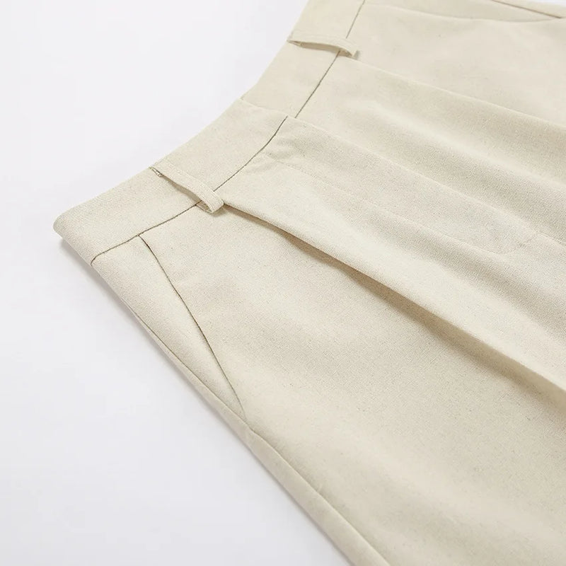 Retro Algodão Linho Treino Mulheres Two Piece Set Chic Button Vest Colete + Short Sets Ensemble Femme 2 Peças