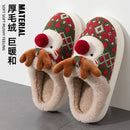 Inverno novo natal chinelos de algodão para mulher bonito dos desenhos animados cervos antiderrapante meninas interior casa sapatos moda festa slides