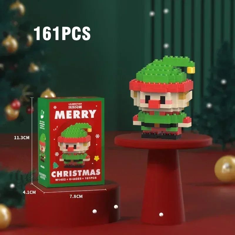 Presentes de natal bloco de construção série papai noel rena quebra-cabeça montagem tijolos mesa decoração brinquedos para criança presente de natal
