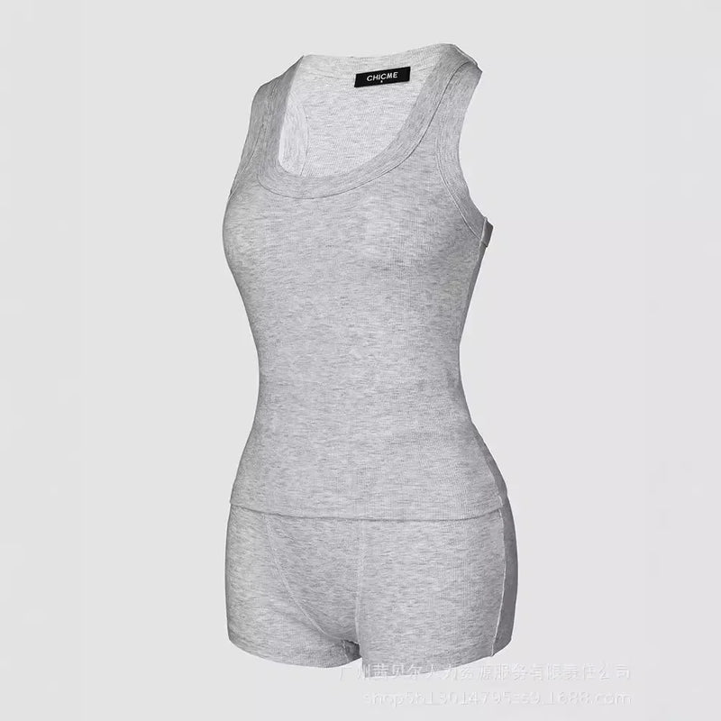 Feminino duas peças conjuntos curtos sem mangas colete sólido fino ajuste shorts de cintura alta conjunto casual emendado colete elegante senhora desportiva 2025