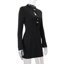 Preto oco para fora mini vestido feminino sexy manga longa bodycon cintura cinching vestidos 2025 chique outono senhora do escritório comute robes