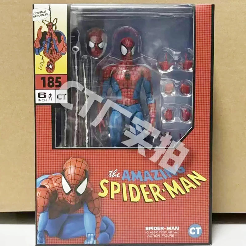 Brinquedos homem aranha mafex 185 clássico traje anime figura ver milhas morales 2099 homem-aranha figura de ação estatueta brinquedos crianças presente