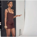 Mulheres decote em v halter sem costas mini vestido moda sem mangas cintura alta bodycon vestidos 2025 novo verão senhora festa férias robes