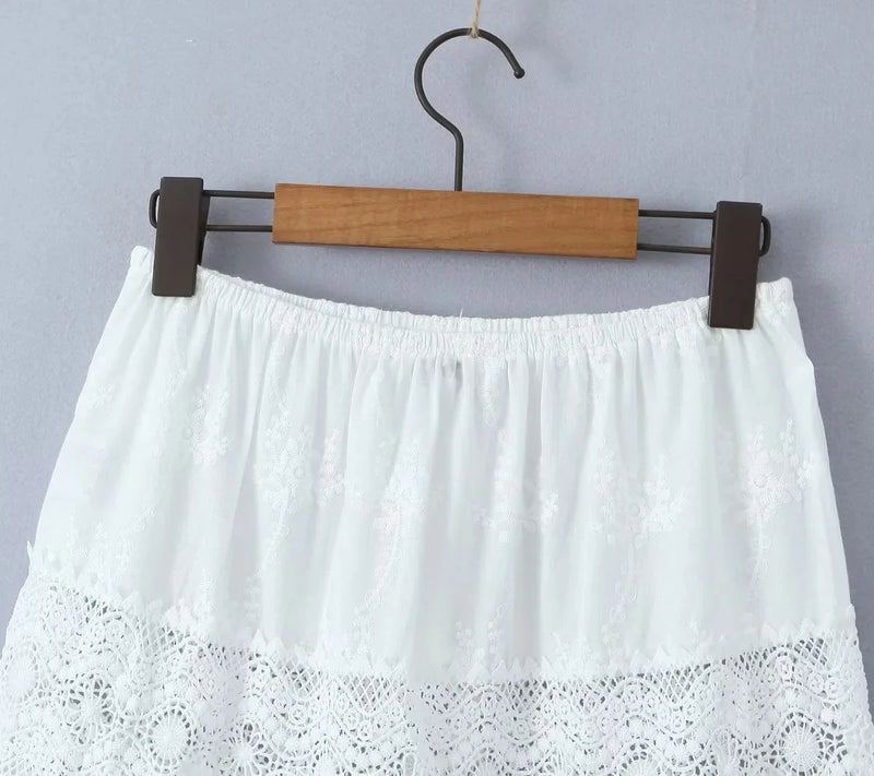 Conjunto de saia de renda vestido de verão feminino praia férias sexy algodão conjunto combinando roupas primavera branco 2 peças vestidos feminino conjunto 2025