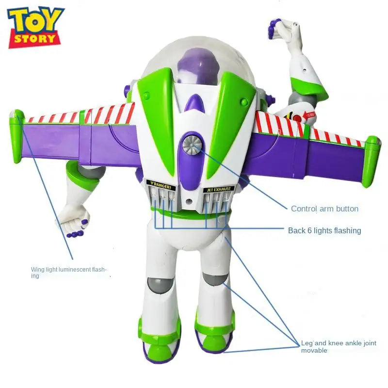 Disney toy story 4 buzz lightyear, som elétrico emissor de luz, asas de ejeção, figura móvel, boneca de deformação, presentes para meninos