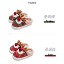 Inverno novo natal chinelos de algodão para mulher bonito dos desenhos animados cervos antiderrapante meninas interior casa sapatos moda festa slides