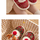 Inverno novo natal chinelos de algodão para mulher bonito dos desenhos animados cervos antiderrapante meninas interior casa sapatos moda festa slides