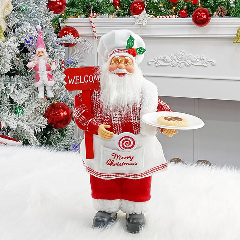 Natal sentado em pé papai noel estatuetas boneca bonito 12 polegada árvore de natal festa ornamento mesa escritório lareira decoração casa