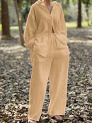 Novo cardigan casual feminino mangas compridas calças pura multi-cor camisa feminina calças de cintura alta conjunto de duas peças