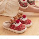 Inverno novo natal chinelos de algodão para mulher bonito dos desenhos animados cervos antiderrapante meninas interior casa sapatos moda festa slides
