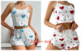 Conjunto de pijamas femininos pijamas 2 peças regata curta e shorts s m l branco ventilar macio casual amor impressão